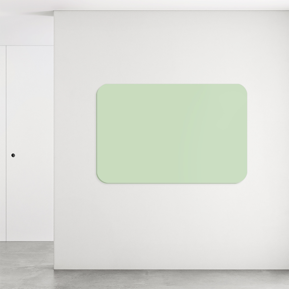 Satin tavle med bløde, afrundede hjørner i farven grøn