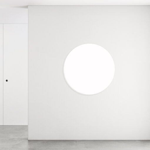 Rundt satin tavle i farven hvid