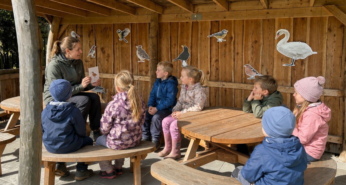 Udemiljø i dagtilbud med fuglemotiver