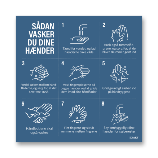 Husk at vaske hænder. Dette design hjælper med at holde god hygiejne i skole og dagtilbud