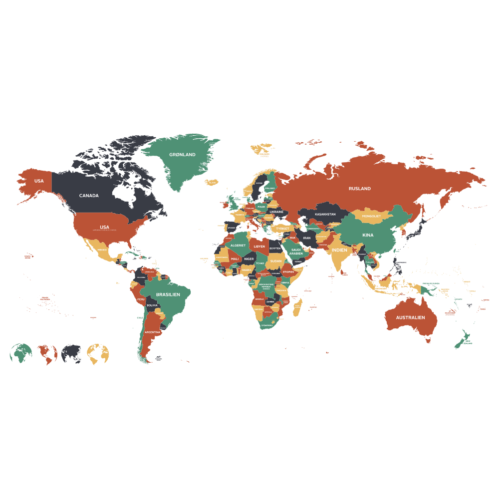 Læringsplade med verdenskort