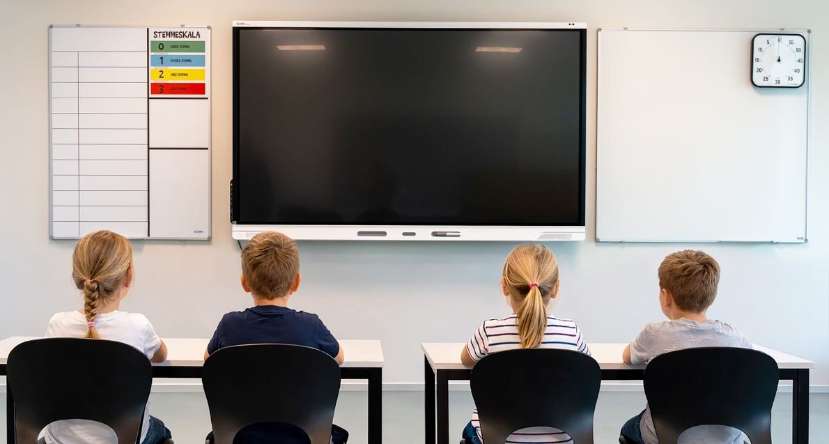 Strukturtavle i klasselokale foran elever